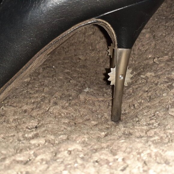 DIESEL BLACK LABEL-Black Leather Scallop Edge Pumps-Steel Spur Heel-Sz 38-EX - Picture 3 of 8